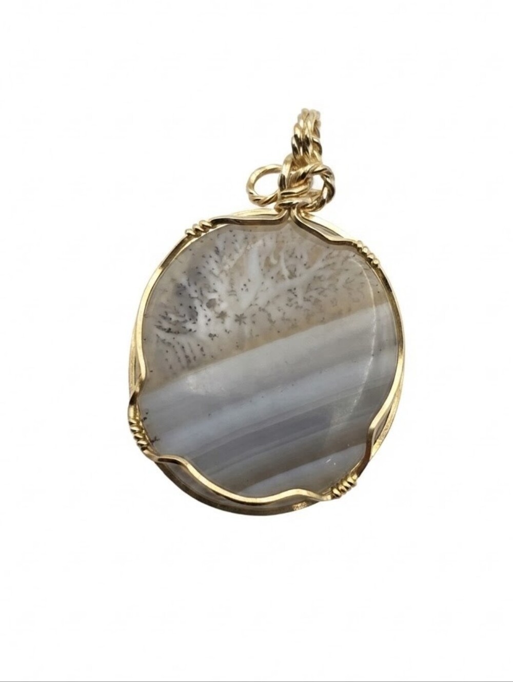 Grey Agate Wire Pendant